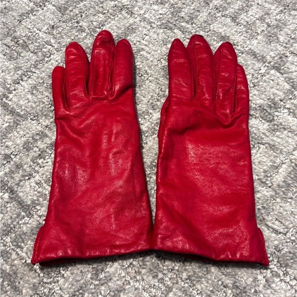 Fownes Brothers Accessories - Vintage Fownes Women’s Red Leather Gloves - Size 6.5 (Small)